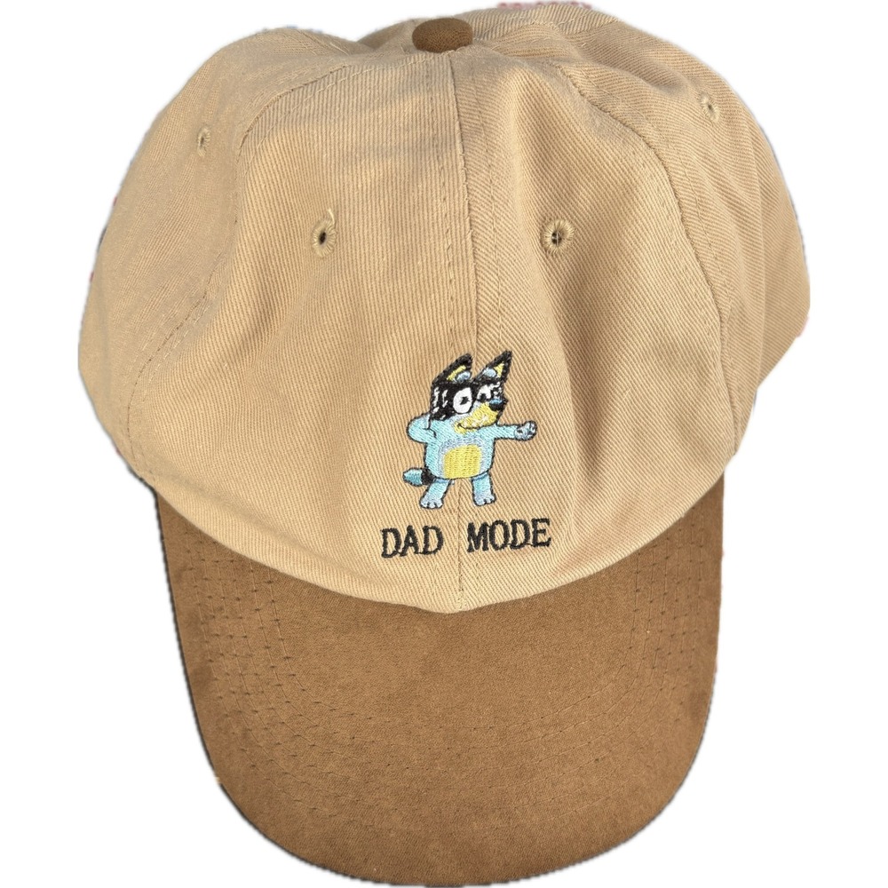 Bluey Bandit Heeler Dad Mode Kids Baseball Cap Tan Brown Snapback Hat